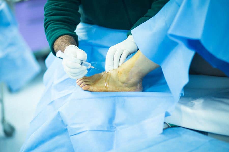 preparing foot for intervention